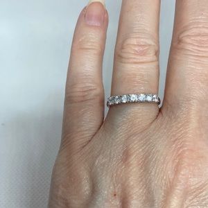 *Simulated Diamond 7 Stone Sterling Silver Band Ring J22